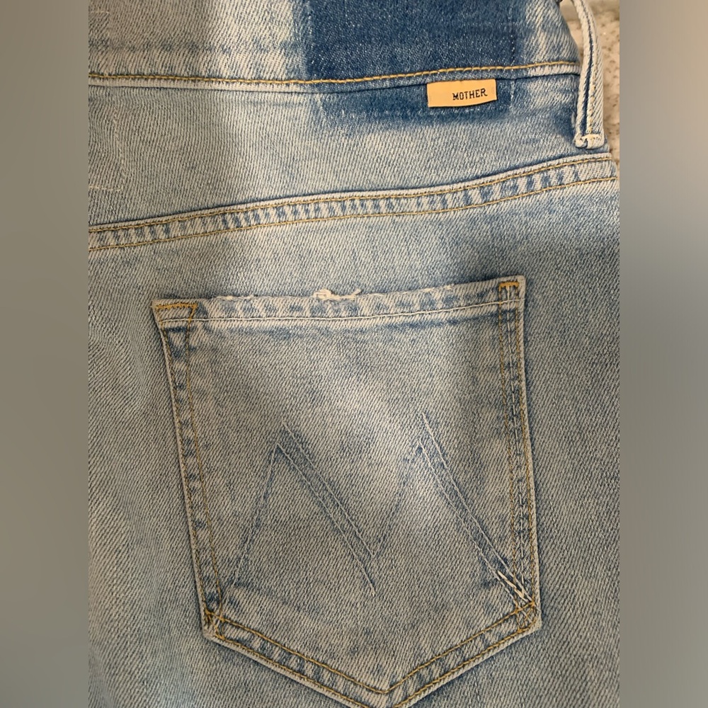 MOTHER Womens The Insider Crop Step Fray Thanks Again Racer Stripe Jeans Sz 31 - Picture 8 of 8